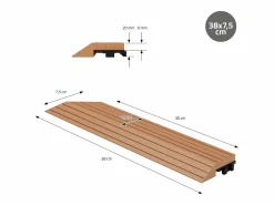 Best Perfil angular de wpc marrón claro esquina izquierda 38x2x7,5 cm borde de remate para baldosas con sistema clic aspecto madera para terraza Terraza