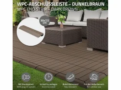 ML-DESIGN Perfil recto de wpc marrón oscuro 38x2x7,5 cm borde de remate para baldosas con sistema de clic aspecto madera para terraza, piscina o patio