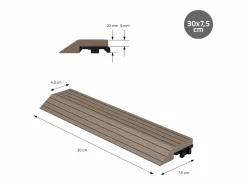 ML-DESIGN Perfil recto de wpc marrón oscuro 38x2x7,5 cm borde de remate para baldosas con sistema de clic aspecto madera para terraza, piscina o patio