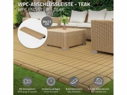 Sale ML-DESIGN Perfil recto de wpc marrón teca 38x2x7,5 cm borde de remate para baldosas con sistema de clic aspecto madera para terraza, piscina o patio Marru00f3n