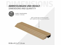 Sale ML-DESIGN Perfil recto de wpc marrón teca 38x2x7,5 cm borde de remate para baldosas con sistema de clic aspecto madera para terraza, piscina o patio Marru00f3n