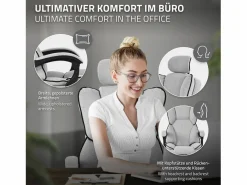 ML-DESIGN Silla de oficina ergonómica, claro, regulable en altura con respaldo alto