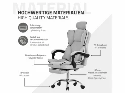 ML-DESIGN Silla de oficina ergonómica, claro, regulable en altura con respaldo alto