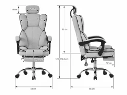 ML-DESIGN Silla de oficina ergonómica, claro, regulable en altura con respaldo alto