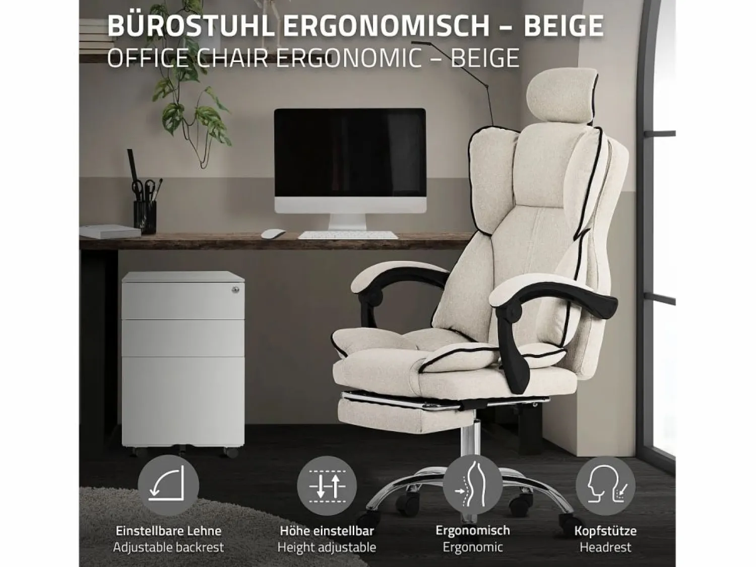 New Silla de oficina ergonómica, , Altura ajustable con respaldo alto Silla De Oficina