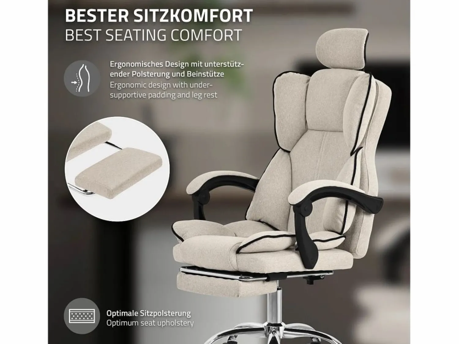 New Silla de oficina ergonómica, , Altura ajustable con respaldo alto Silla De Oficina