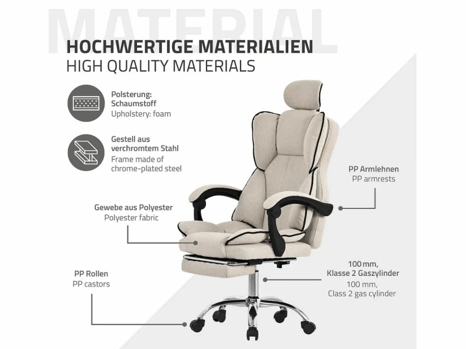 New Silla de oficina ergonómica, , Altura ajustable con respaldo alto Silla De Oficina