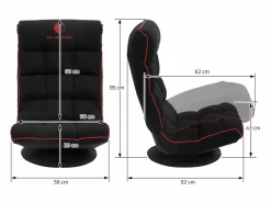 Hot ML-DESIGN Sofá gaming ergonómico, negro-, sillón gamer de ordenador, videojuegos asiento gamer de suelo giratorio 360° y ajustable Rojo
