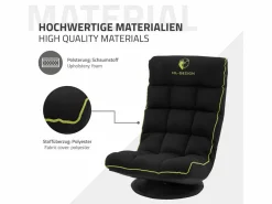 ML-DESIGN Sofá gaming ergonómico, negro-, sillón gamer de ordenador, videojuegos asiento gamer de suelo giratorio 360° y ajustable