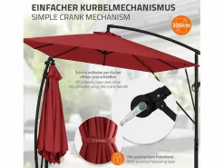 ML-DESIGN Sombrilla de jardín Ø330cm de aluminio antracita parasol volafiza de terraza con soporte, giratoria 360° e inclinable con manivela