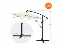 ML-DESIGN Sombrilla de jardín con LED solar Ø330cm de aluminio parasol volafiza de terraza con soporte, giratoria 360° e inclinable Beige
