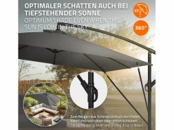 ML-DESIGN Sombrilla de jardín Ø330cm de aluminio antracita parasol volafiza de terraza con soporte, giratoria 360° e inclinable con manivela