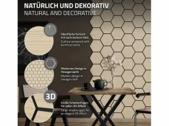 Outlet ML-Design 2x Paneles acústicos hexagonales de pared MDF color roble 66,5x81x2cm 1 m² tratamiento de insonorización absorbente de ruido para set up Panel De Pared