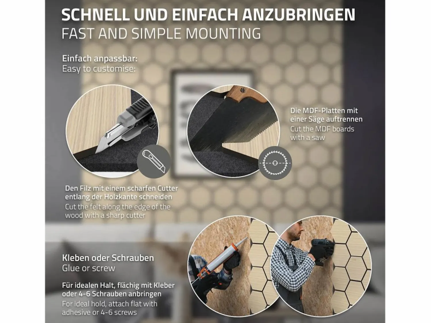 Outlet ML-Design 2x Paneles acústicos hexagonales de pared MDF color roble 66,5x81x2cm 1 m² tratamiento de insonorización absorbente de ruido para set up Panel De Pared