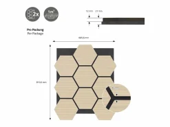 Outlet ML-Design 2x Paneles acústicos hexagonales de pared MDF color roble 66,5x81x2cm 1 m² tratamiento de insonorización absorbente de ruido para set up Panel De Pared