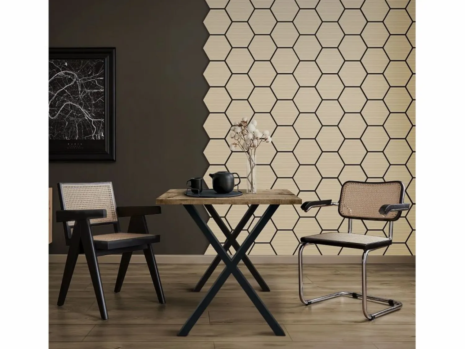 Outlet ML-Design 2x Paneles acústicos hexagonales de pared MDF color roble 66,5x81x2cm 1 m² tratamiento de insonorización absorbente de ruido para set up Panel De Pared