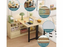 ModernLuxe Mobiliario de bar, Buffet con mesa plegable retráctil - gran espacio de almacenamiento - Natural y Negro