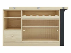 ModernLuxe Mobiliario de bar, Buffet con mesa plegable retráctil - gran espacio de almacenamiento - Natural y Negro