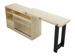 ModernLuxe Mobiliario de bar, Buffet con mesa plegable retráctil - gran espacio de almacenamiento - Natural y Negro