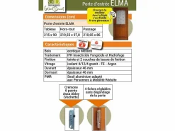 Online Modelo 'Elma' Puerta de entrada 215X90 Tamaño de la mesa de empuje izquierda sin manilla Puerta De Entrada