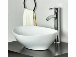 Sale Moderno fregadero ovalado de cerámica, lavabo del baño, bandeja de lavado , 410x340x150 mm Lavabo