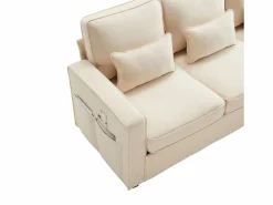 Outlet Moderno sofá recto de 4 plazas con bolsillos laterales y cojines - en tejido de lino - mueble de salón - Sofá Modular|Sofá - 4 Plazas