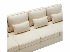 Outlet Moderno sofá recto de 4 plazas con bolsillos laterales y cojines - en tejido de lino - mueble de salón - Sofá Modular|Sofá - 4 Plazas