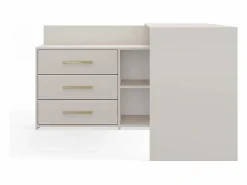 Clearance TOPESHOP MOLINE - Escritorio esquinero con almacenaje - 3 cajones + 2 estantes - 120x50x76 cm - Escritorio para ordenador Beige