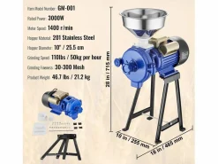 Molino de Granos SucceBuy Eléctrico 3000 W - Robusto, Espesor Ajustable, Ideal para Uso Comercial Y Diversos Granos