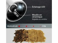 Clearance Molino Eléctrico de Sal y Pimienta ADE - Acero Inoxidable, Molino de Cerámica, Molienda Ajustable, LED, 22,5 cm Materiales Y Utensilios De Cocina