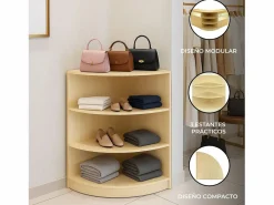 Discount Monstershop Mostrador Comercial Esquinero Curvo LM60 60x60x90cm – color Arce Color natural claro