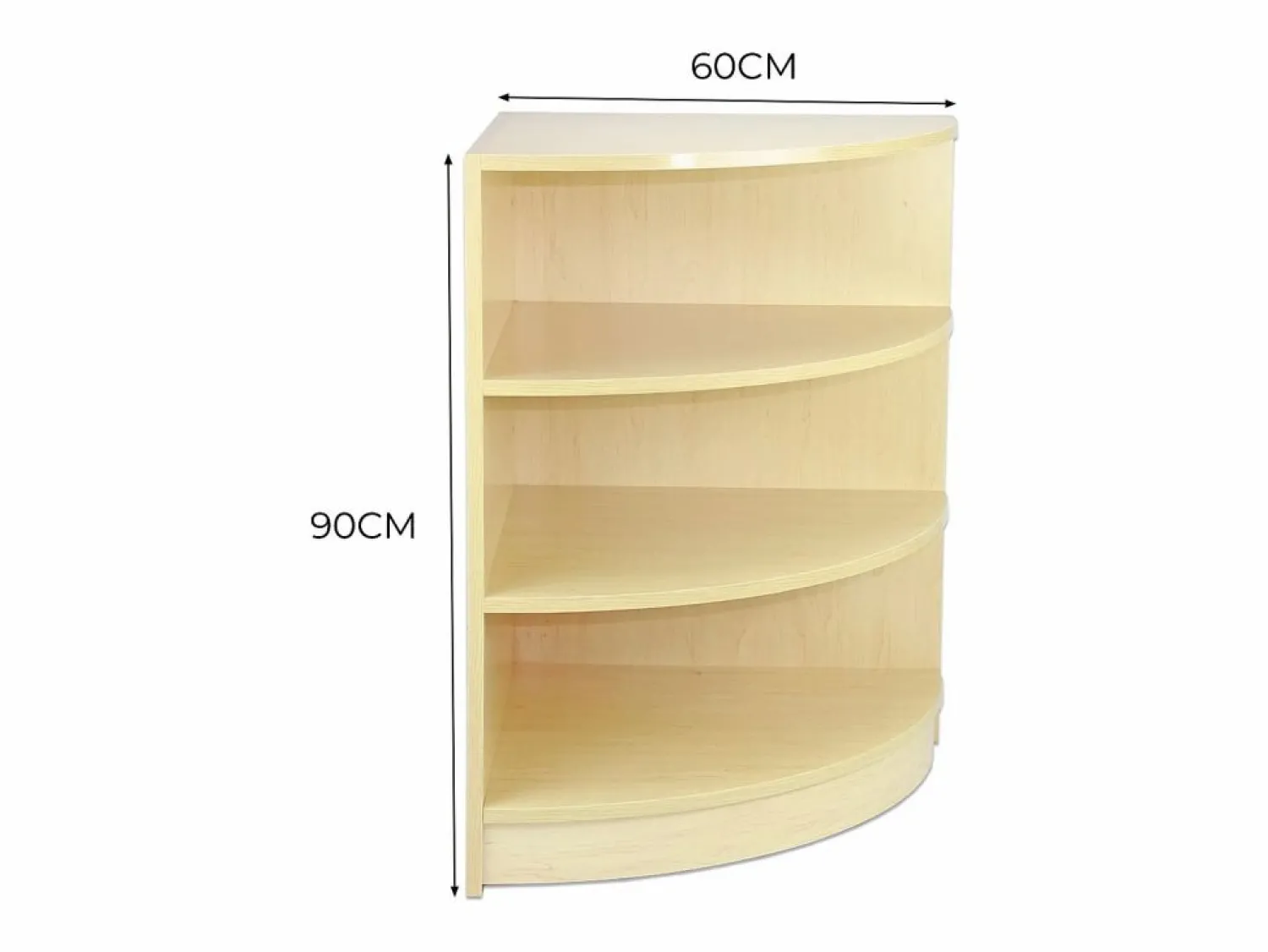 Discount Monstershop Mostrador Comercial Esquinero Curvo LM60 60x60x90cm – color Arce Color natural claro
