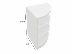 Online Monstershop Mostrador Comercial Esquinero Curvo LM60 60x60x90cm – Blanco