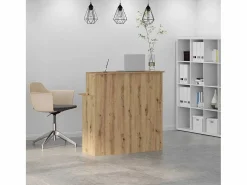 Clicnbuy Mostrador de recepción roble artisian 100x50x103,5 cm Marru00f3n