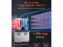 Máquina de Granizado Comercial SucceBuy 2 x 12L, Máquina de Smoothie y Margarita, para Supermercados, Cafeterías, Restaurantes y Bares