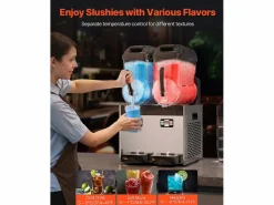 Máquina de Granizado Comercial SucceBuy 2 x 12L, Máquina de Smoothie y Margarita, para Supermercados, Cafeterías, Restaurantes y Bares
