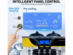 Máquina de Helado Blando SucceBuy, 22-30 L/H, 2200 W, Máquina de Helado Italiano Comercial Tolva 2x6 L Pequeño Electrodoméstico