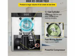 Máquina de Helado Duro Comercial SucceBuy, 16-20 L Británicas/Hora, Acero Inoxidable Plateado