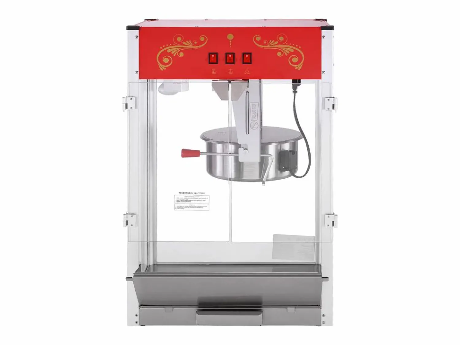Máquina de Palomitas SucceBuy 1615 W, Máquina de Popcorn de 16 oz, Máquina de Mostrador con Caldero de Vidrio Templado, Estilo Cine,