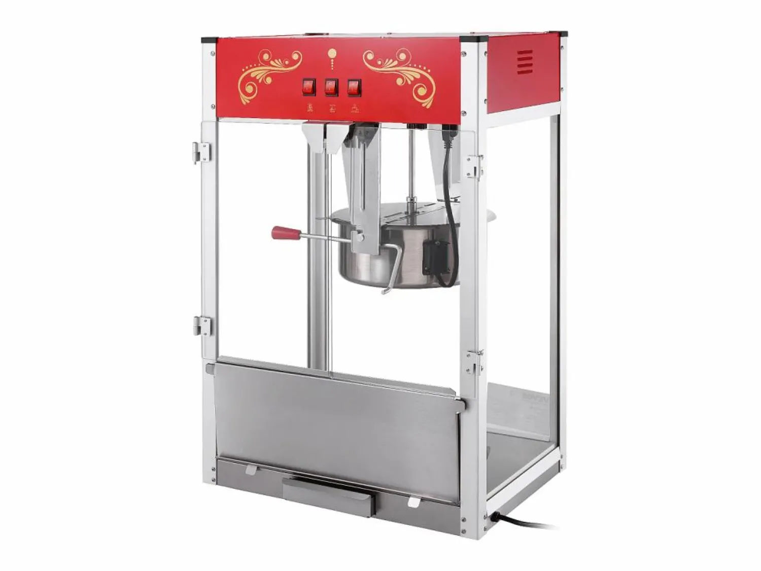 Máquina de Palomitas SucceBuy 1615 W, Máquina de Popcorn de 16 oz, Máquina de Mostrador con Caldero de Vidrio Templado, Estilo Cine,