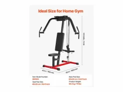 Máquina de prensa de pecho ajustable SucceBuy, capacidad de 204 kg, equipo para entrenamiento de pecho, espalda, deltoides posteriores y hombros, gimnasio en casa