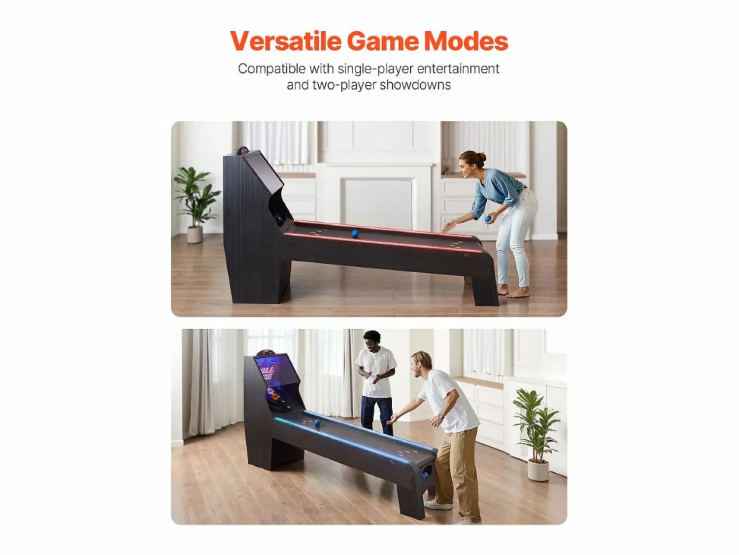 Discount Máquina de Skeeball SucceBuy 274cm Lanzar y Marcar Mesa de Juego de Arcade Marcador Electrónico Sala de Juegos 4 Bolas Cesta De Baloncesto