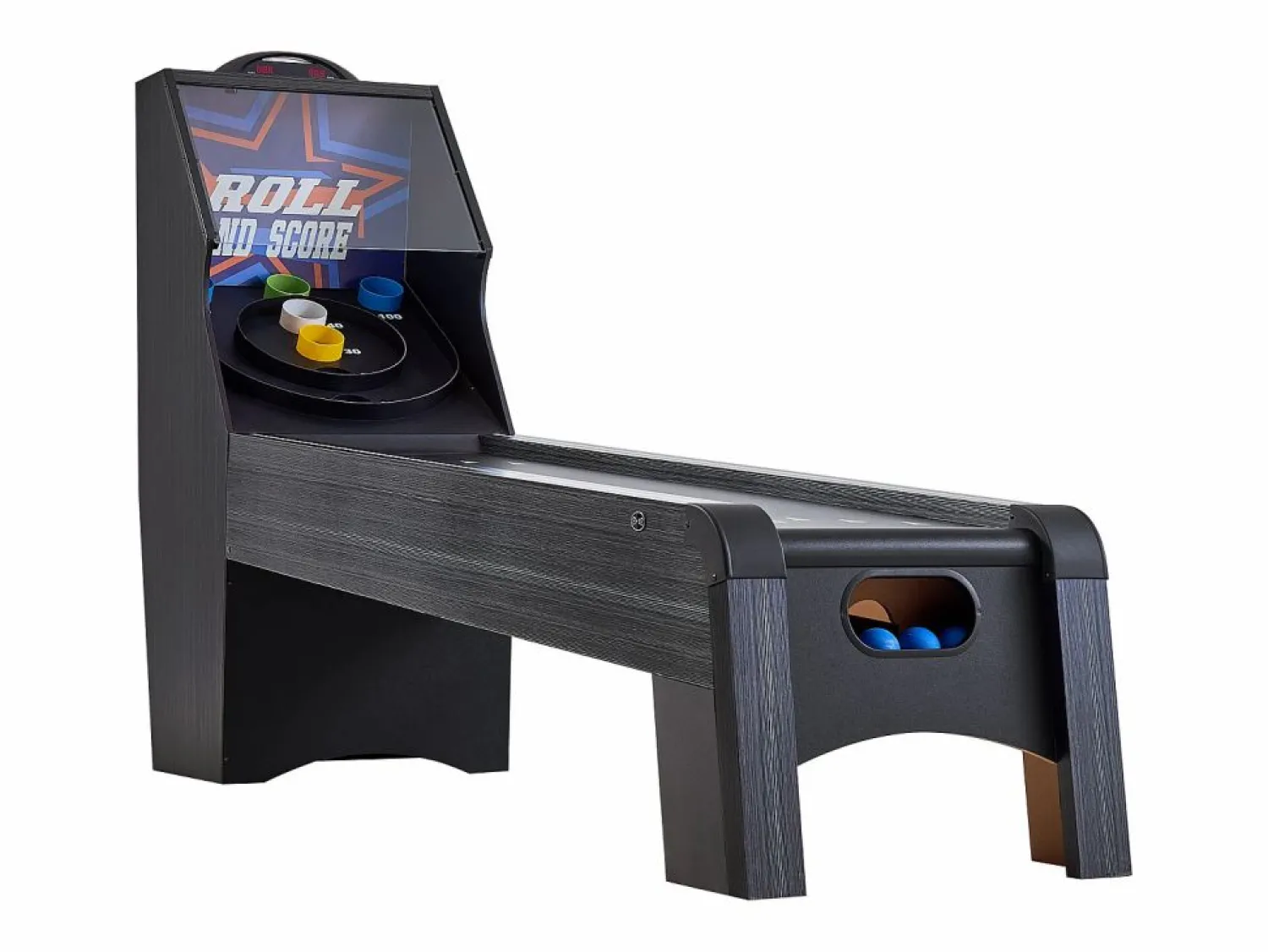 Discount Máquina de Skeeball SucceBuy 274cm Lanzar y Marcar Mesa de Juego de Arcade Marcador Electrónico Sala de Juegos 4 Bolas Cesta De Baloncesto