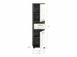 Best CHB Collection Mueble alto de baño Blake 1 cajón 2 puertas alto brillo, gris. Blanco