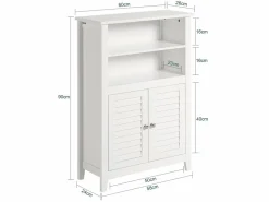 Sale Sobuy Mueble Auxiliar para baño Armario de baño Organizador con 2 estantes y 2 Puertas BZR13-W ES Blanco