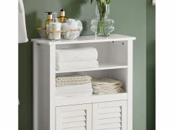 Sale Sobuy Mueble Auxiliar para baño Armario de baño Organizador con 2 estantes y 2 Puertas BZR13-W ES Blanco