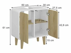 Vicco Mueble bajo lavabo /roble 60x30x61 arla Blanco