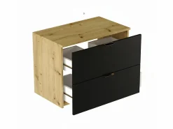 Mueble bajo lavabo con encimera de 80 cm, 2 cajones, roble Artisan / Orio