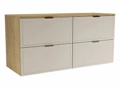 Discount Mueble bajo lavabo con encimera de 120 cm. Frentes con marco en roble Cremona / Cachemira Roma. Beige