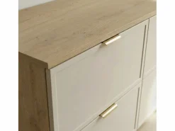 Discount Mueble bajo lavabo con encimera de 120 cm. Frentes con marco en roble Cremona / Cachemira Roma. Beige